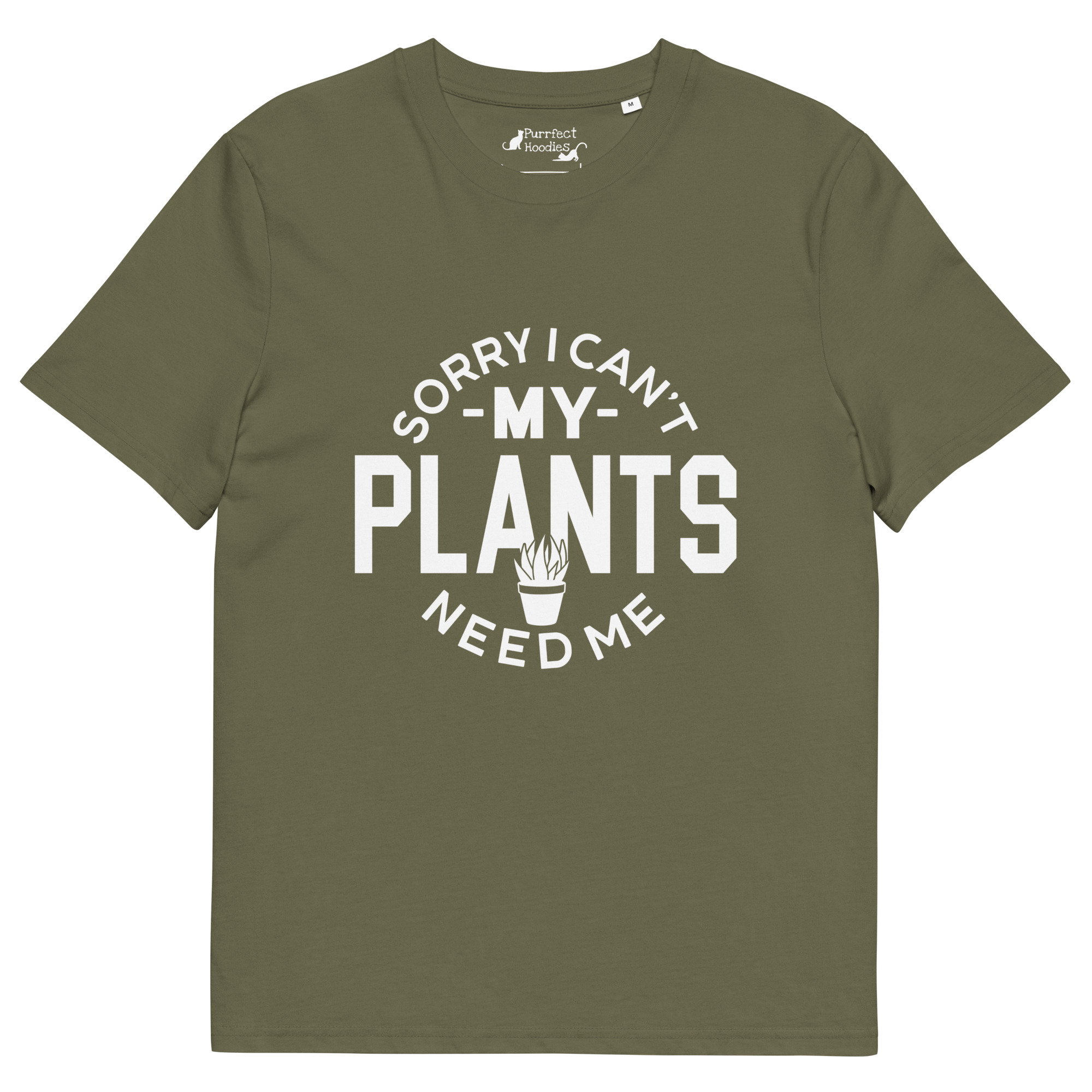 “Sorry I Can’t, My Plants Need Me” Organic Cotton T-Shirt - Image 8