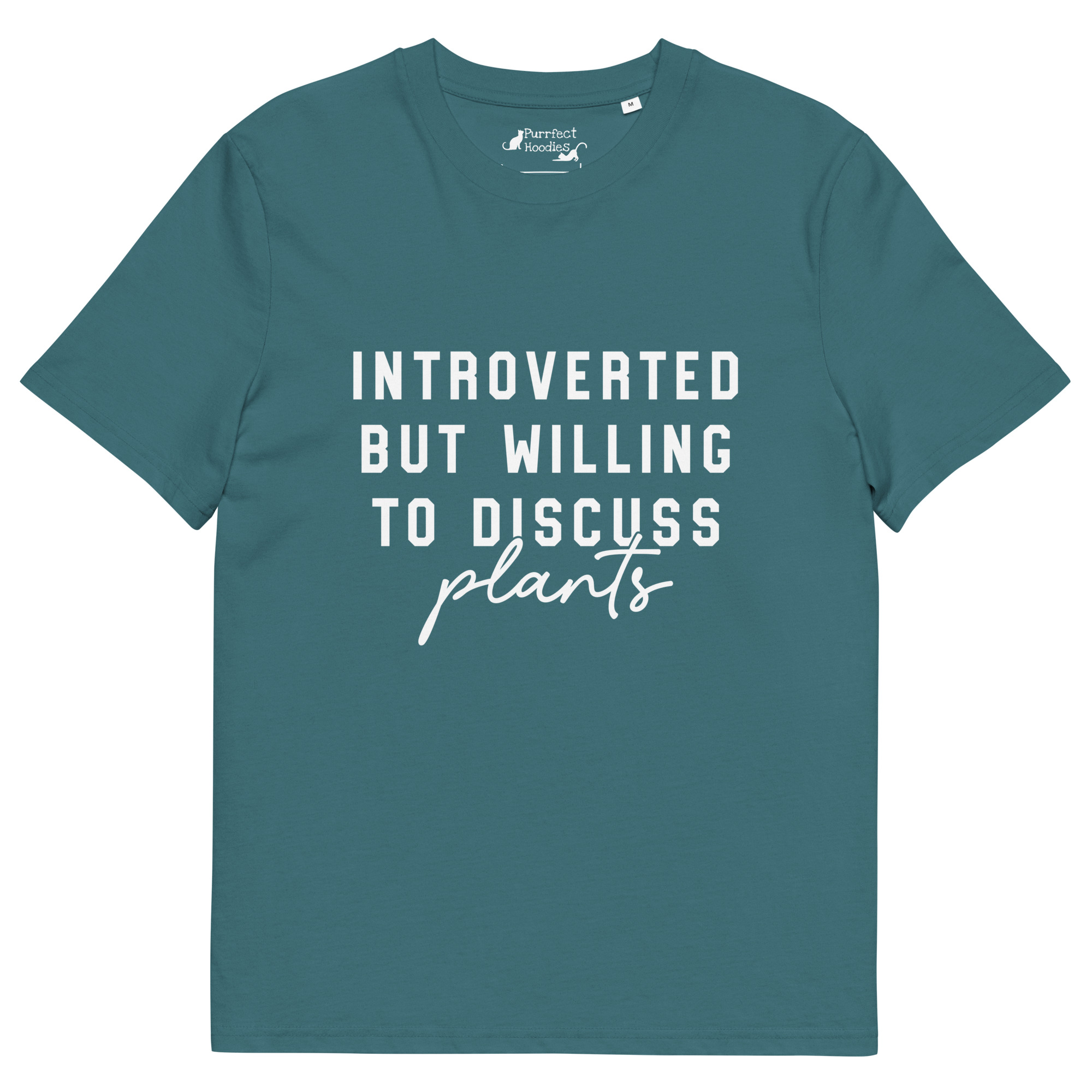 “Introverted but willing to discuss plants” Organic Cotton T-Shirt - Image 7